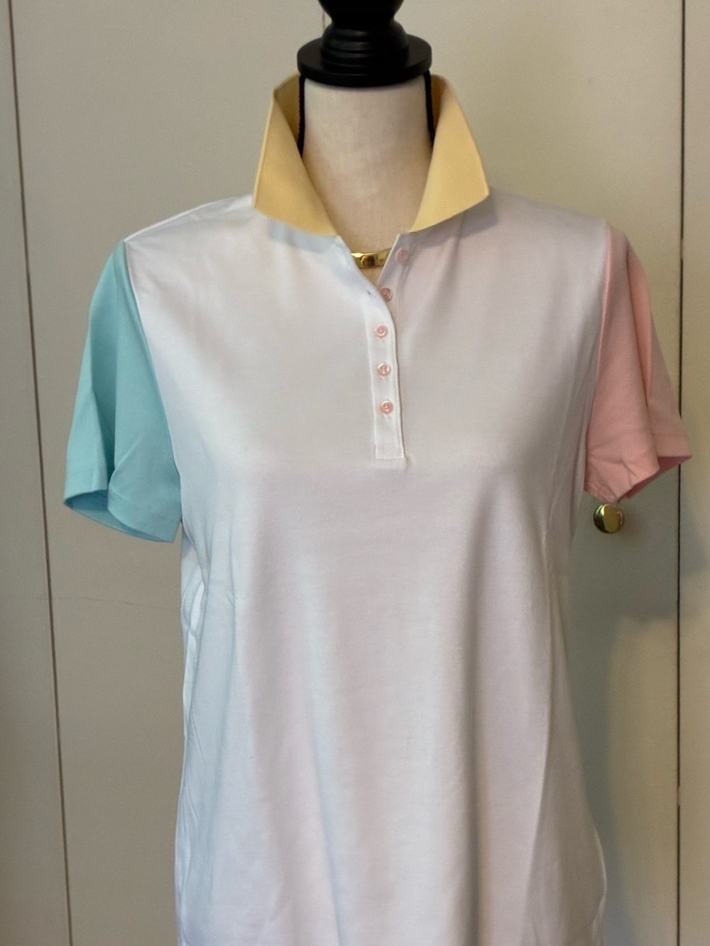 Women’s Colorblock Polo Shirt - Yellow, Mint, Pink, Land’s End